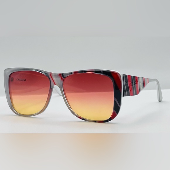 ULTRA CATALINA 4-STRIPED SUNGLASSES VTG 80’s-NEW CUSTOM “Berkos Designs” Lenses - Picture 1 of 17